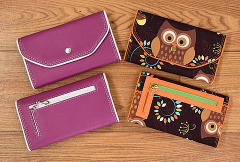 BUNDLE PACKAGE - Slim tri-fold wallet vinyl/leather and fabric PDF sewing patterns in English